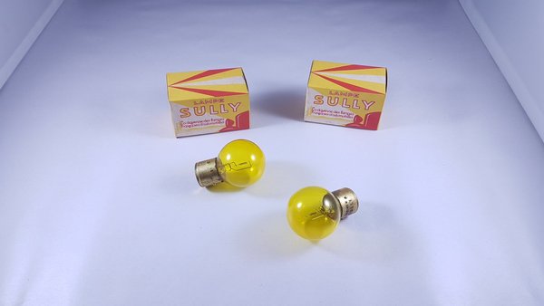 Ampoule, Lampe Code jaune SULLY 24V 45W AXIAL BA21S  NEUVES d'époque stock ancien